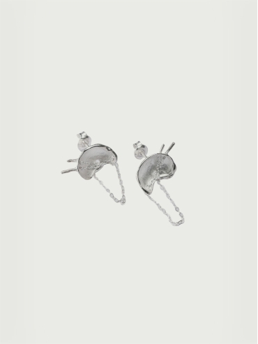 White Eggshell Silver Earrings