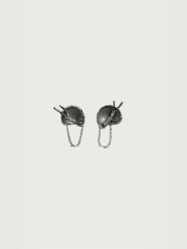Black Eggshell Silver Earrings