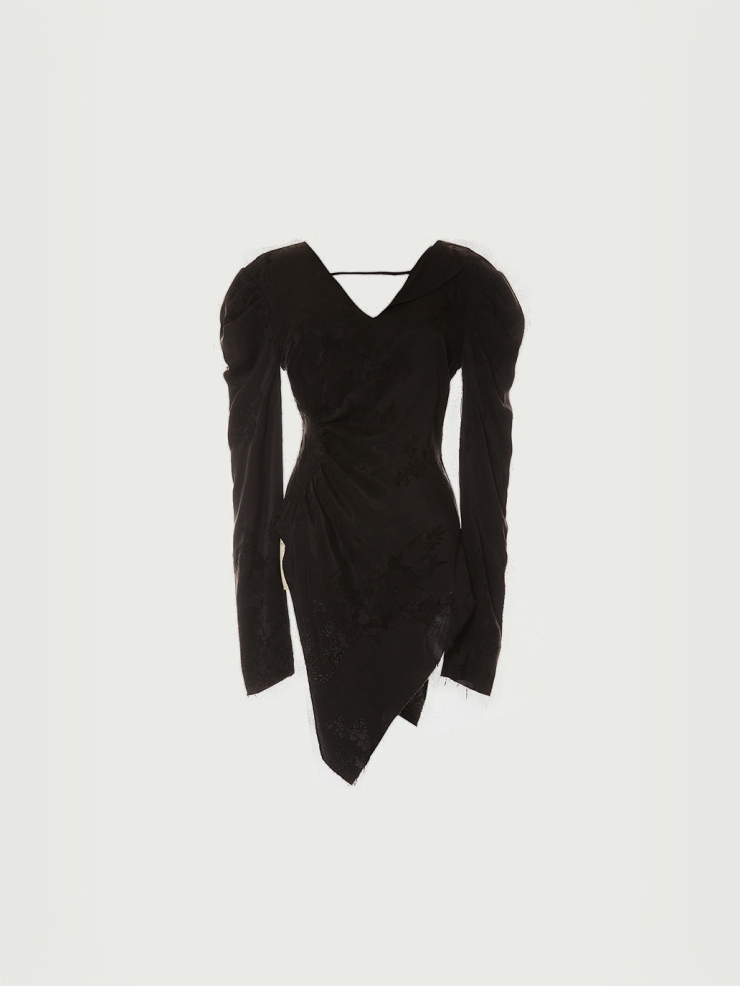 Black silk V-neck top