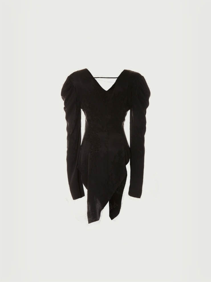 Black silk V-neck top