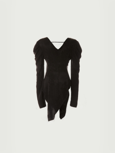 Black silk V-neck top