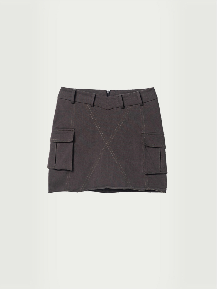 Gray mini cargo skirt