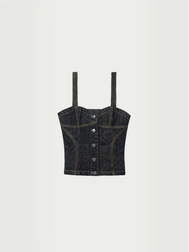 Denim "LOVE" tank top