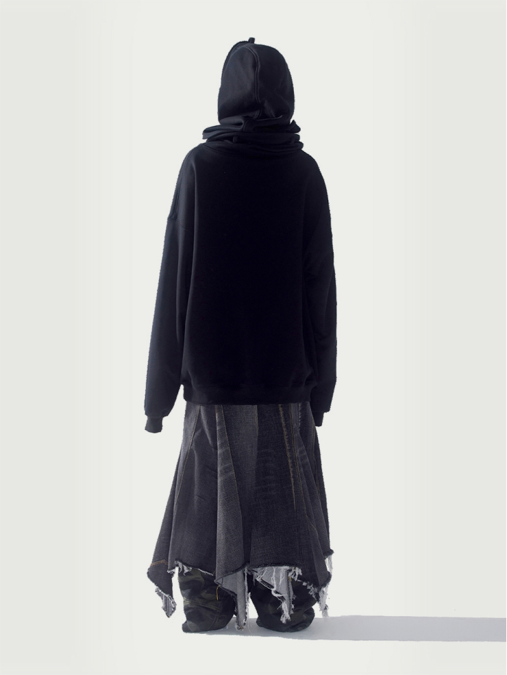 Space collar hoodie with beaded plant