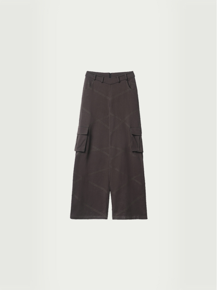 Gray V-waist cargo sweatpants