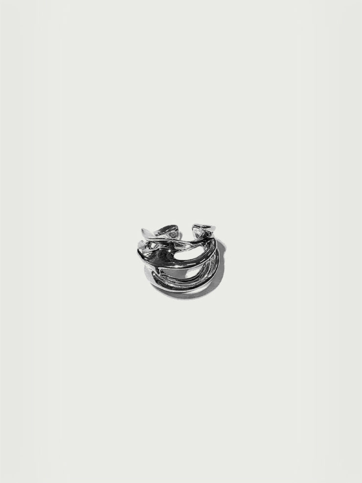 Ripple - liquified silver ear hook