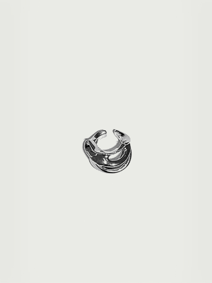 Ripple - liquified silver ear hook