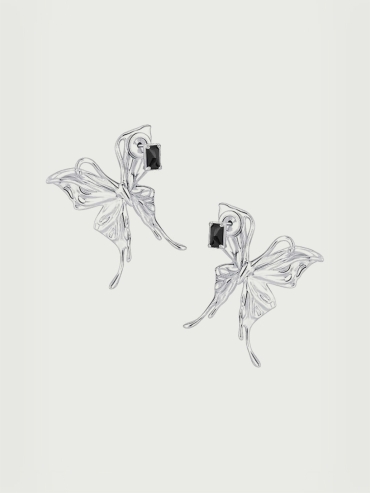 Liquefied butterflies earrings with black zircon