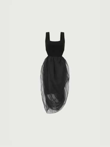 Black organza twisted hem dress