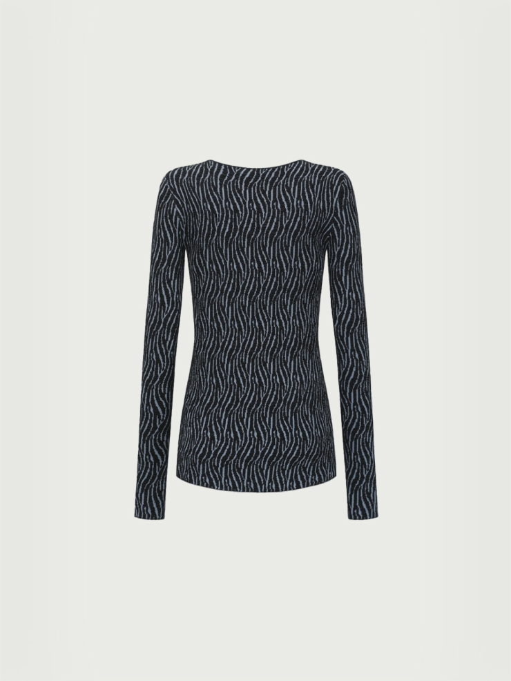 Navy bubble yarn classic knit top