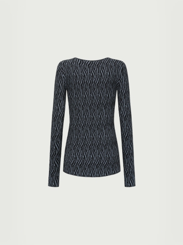 Navy bubble yarn classic knit top