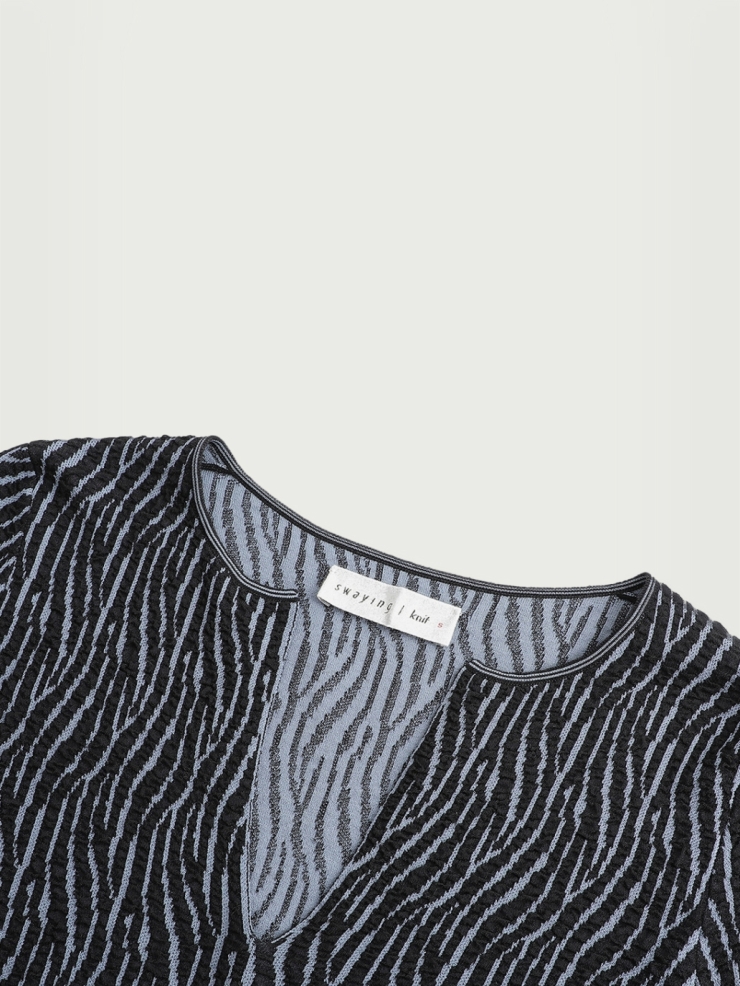Navy bubble yarn classic knit top
