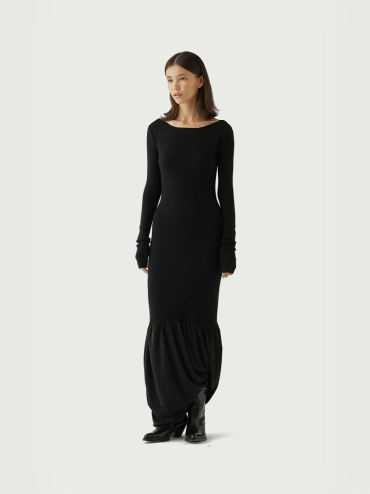 [FINAL SALE] Cashmere-paneled fishtail dress