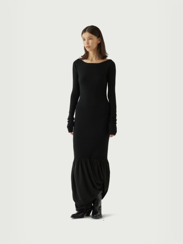 [FINAL SALE] Cashmere-paneled fishtail dress