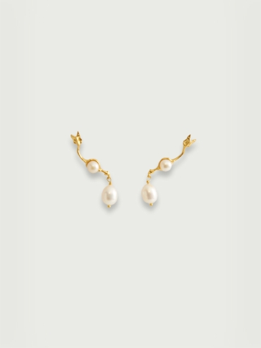 Pearl Arrow Cartilage Gold Earrings