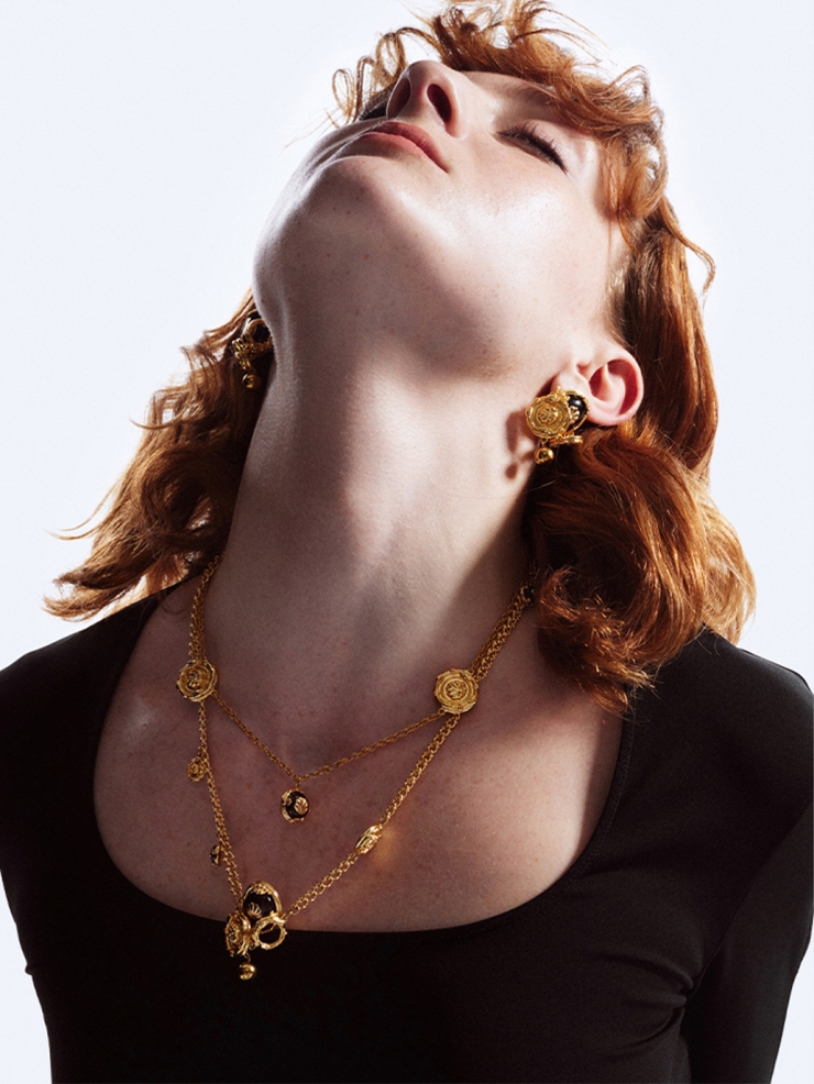 Black gold agate multi layer necklace