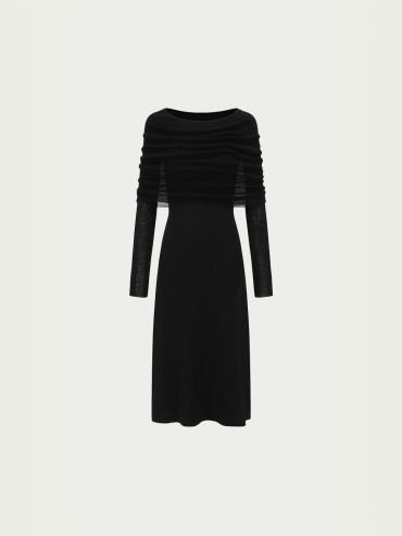 Black off-the-shoulder knit dress