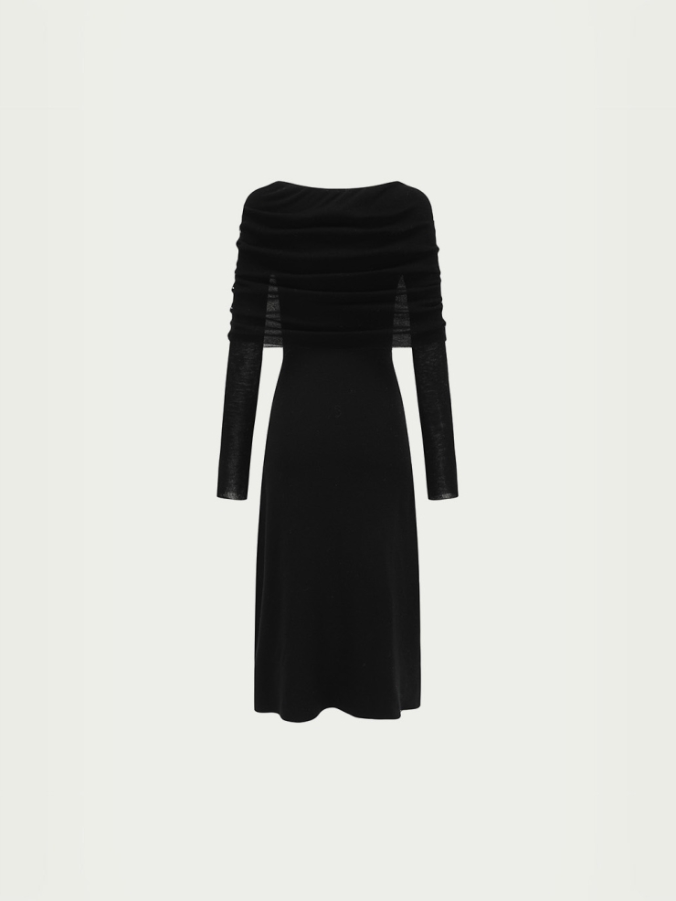 Black off-the-shoulder knit dress