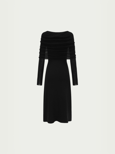 Black off-the-shoulder knit dress