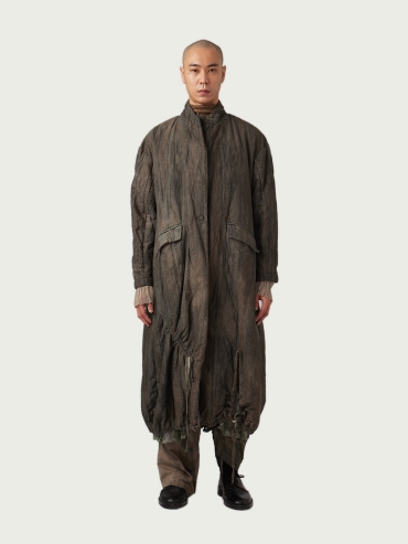Dyed Padded Drawstring Long Coat