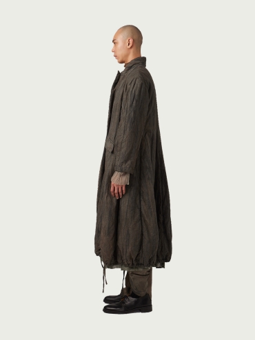 Dyed Padded Drawstring Long Coat