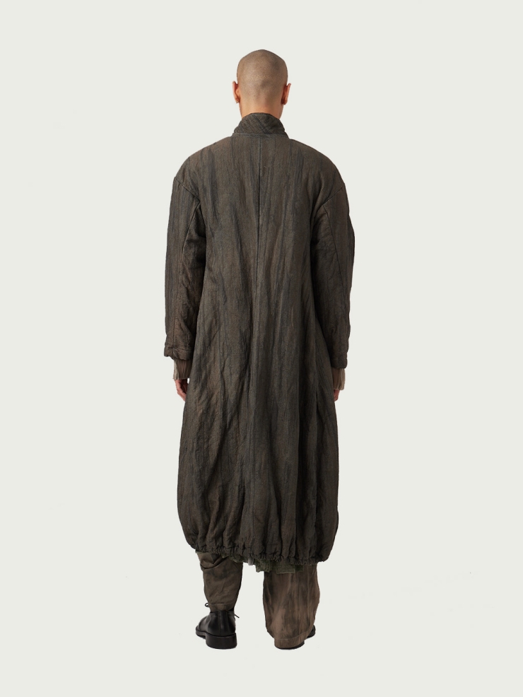 Dyed Padded Drawstring Long Coat