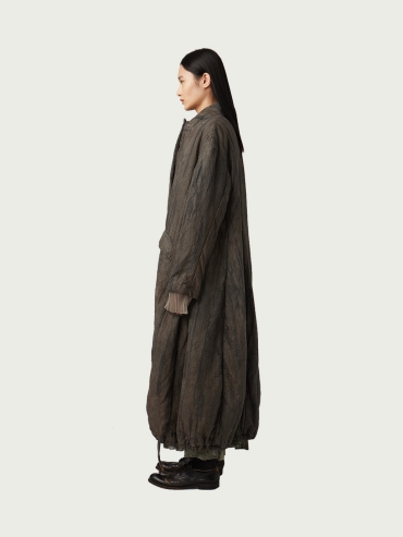 Dyed Padded Drawstring Long Coat