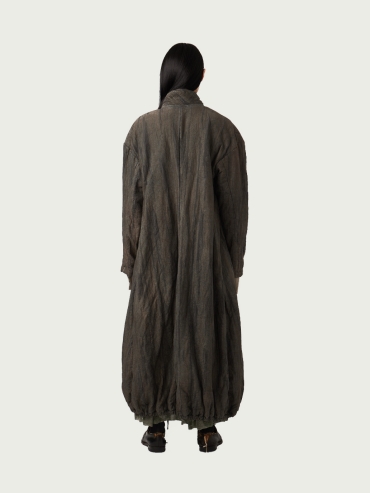 Dyed Padded Drawstring Long Coat