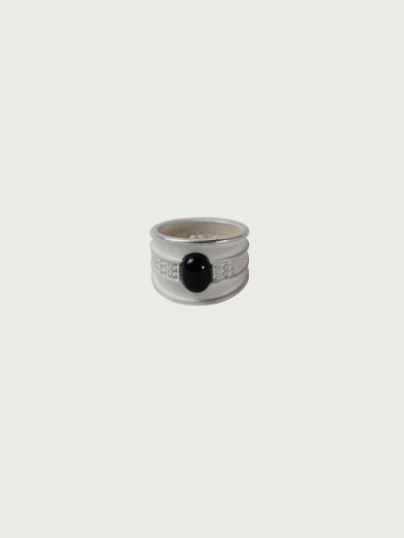 Black agate wide ring
