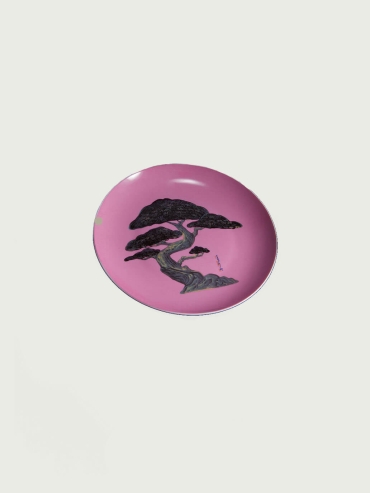 Pink/green pine and cypress plate set（set-2pcs）