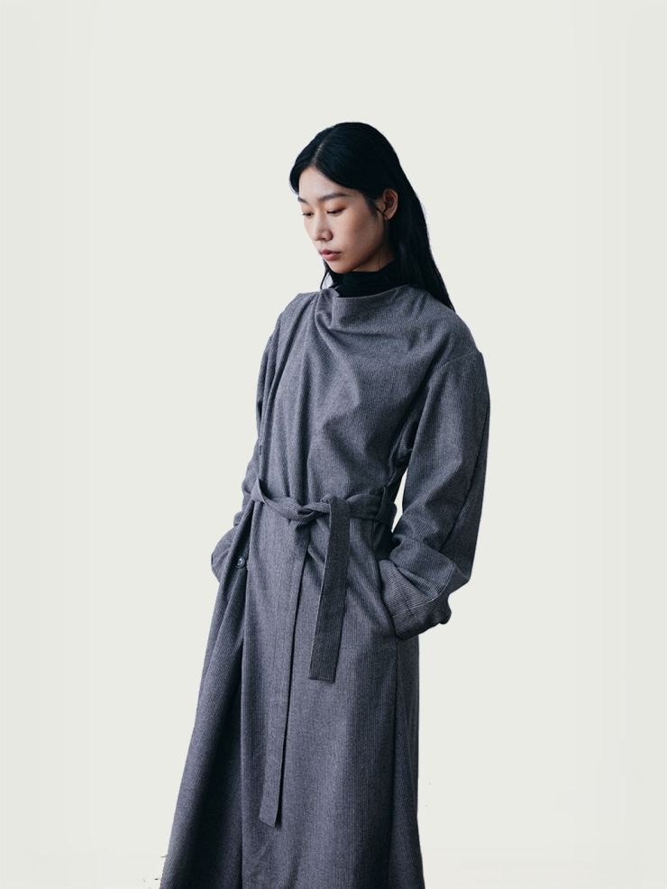 Grey belted robe