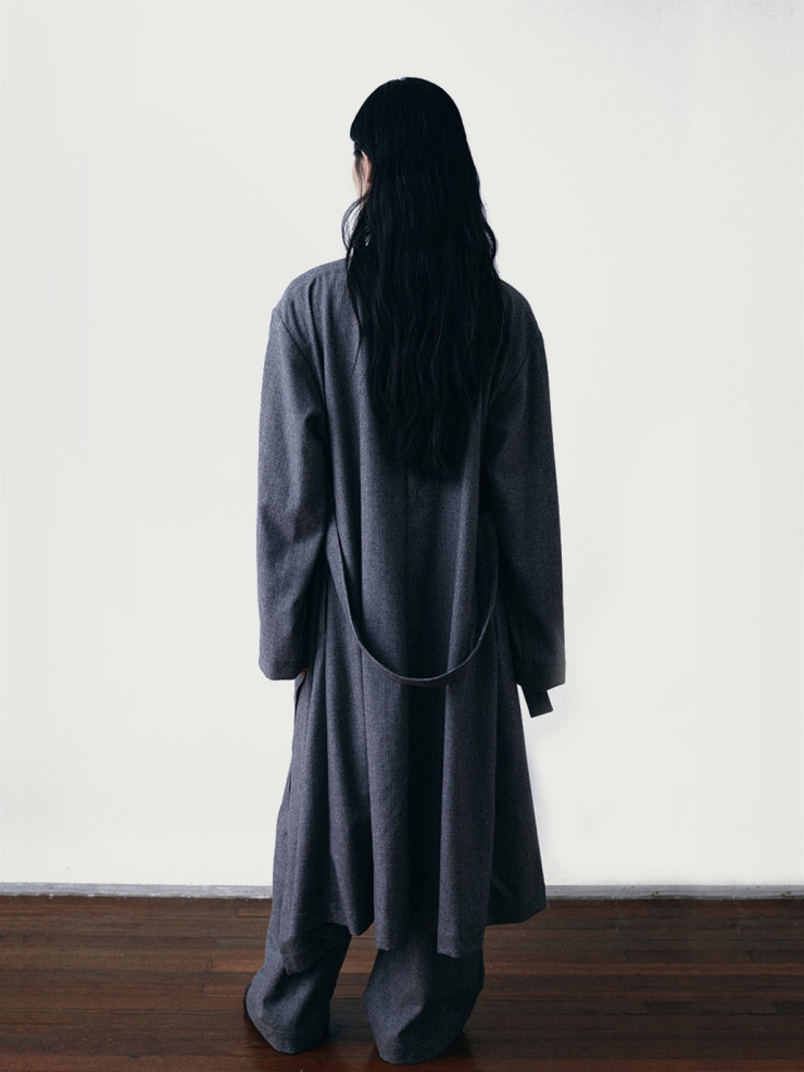 Grey belted robe