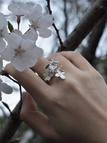 Silver flock of butterflies ring