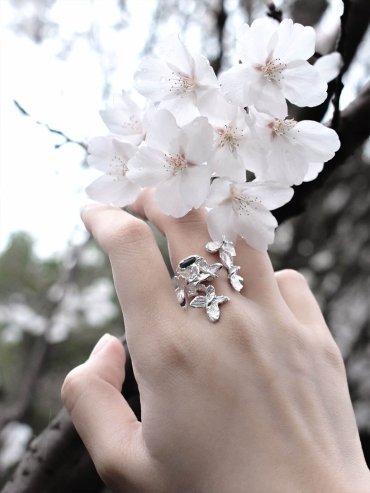 Silver flock of butterflies ring