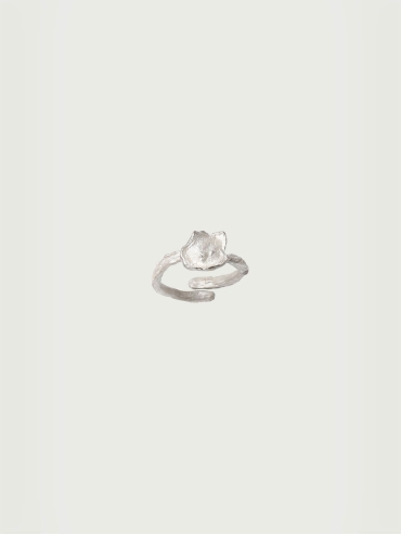 Silver carved round ring