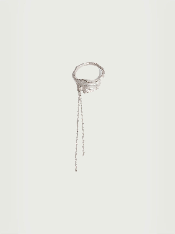 Silver carved ring with chain