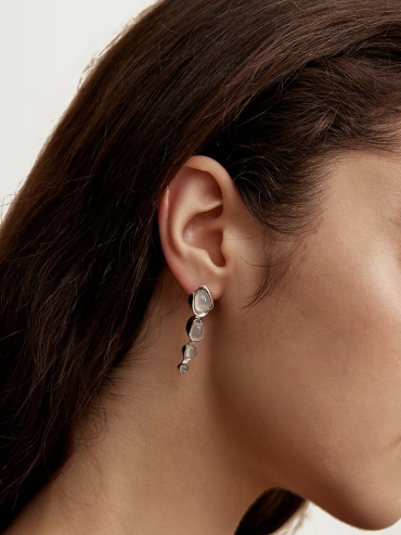 Silver Circular Chain Earrings