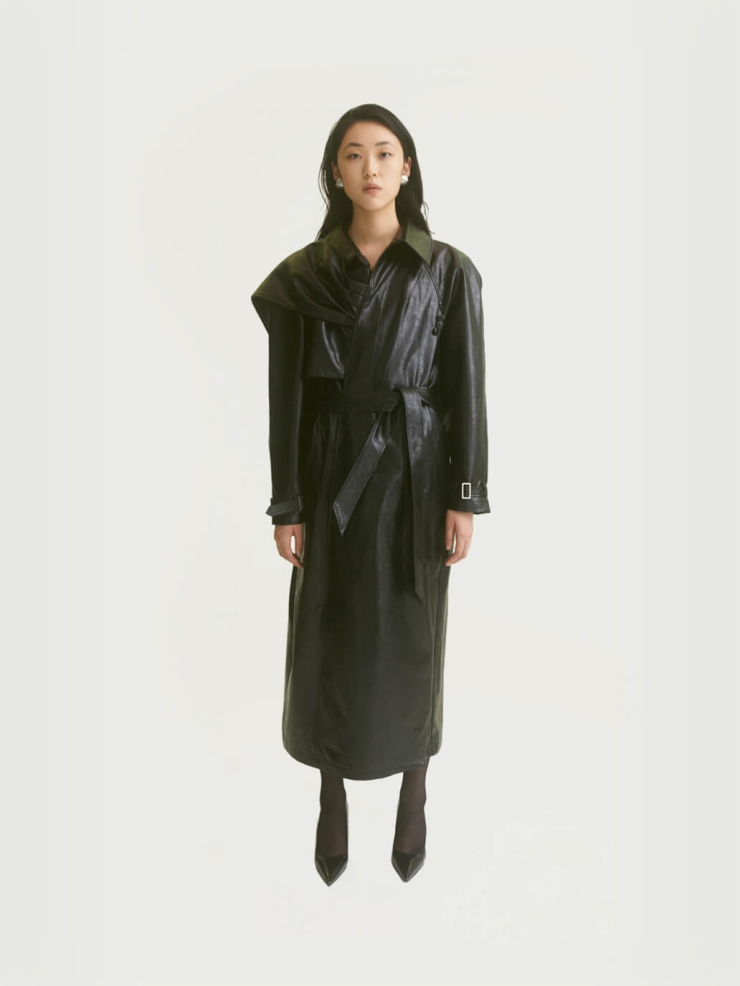 Onyx black trench coat