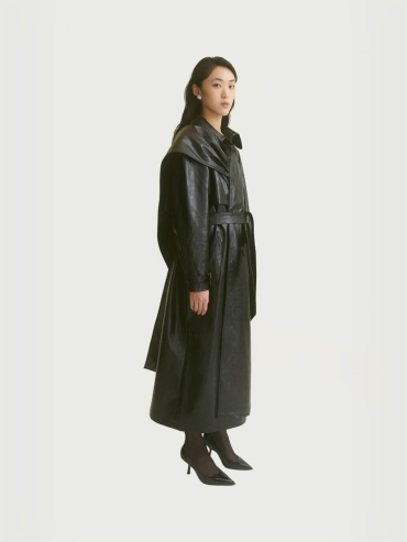 Onyx black trench coat