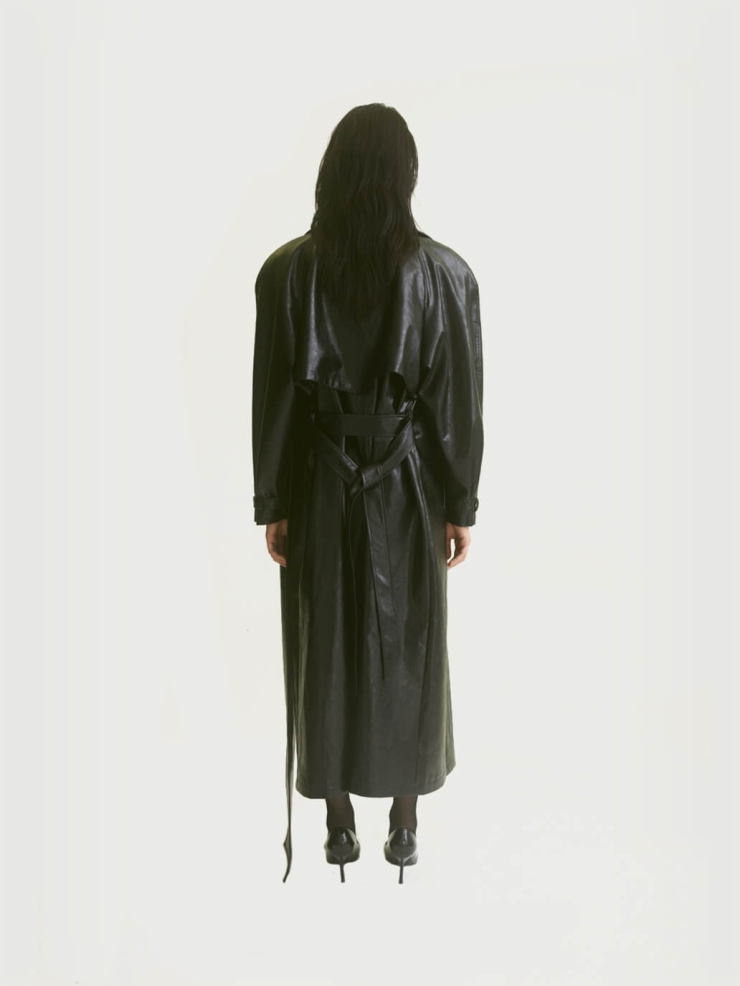Onyx black trench coat