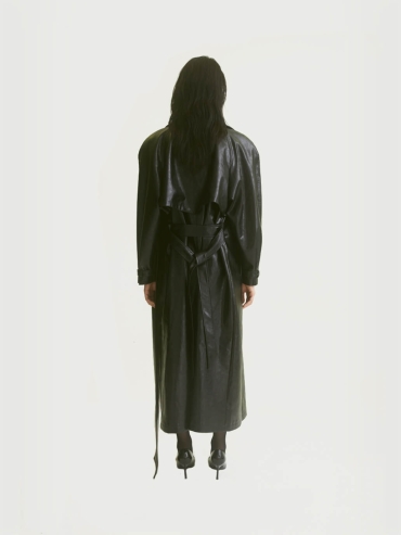 Onyx black trench coat