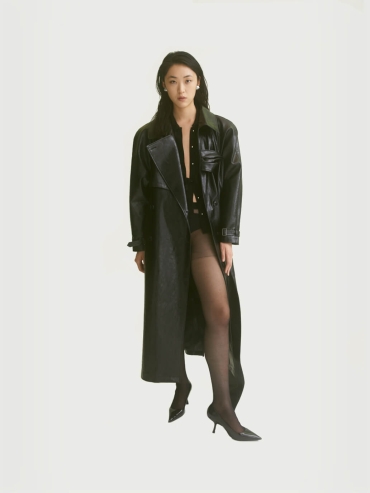 Onyx black trench coat