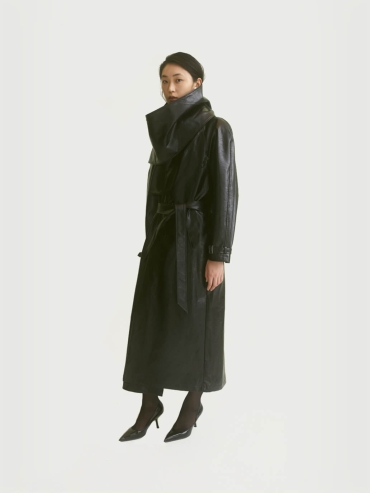 Onyx black trench coat