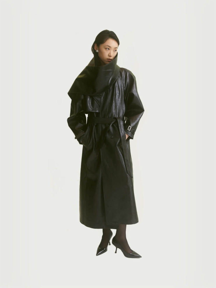 Onyx black trench coat