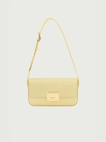 Vanilla Yellow Small Book Lock Baguette Bag