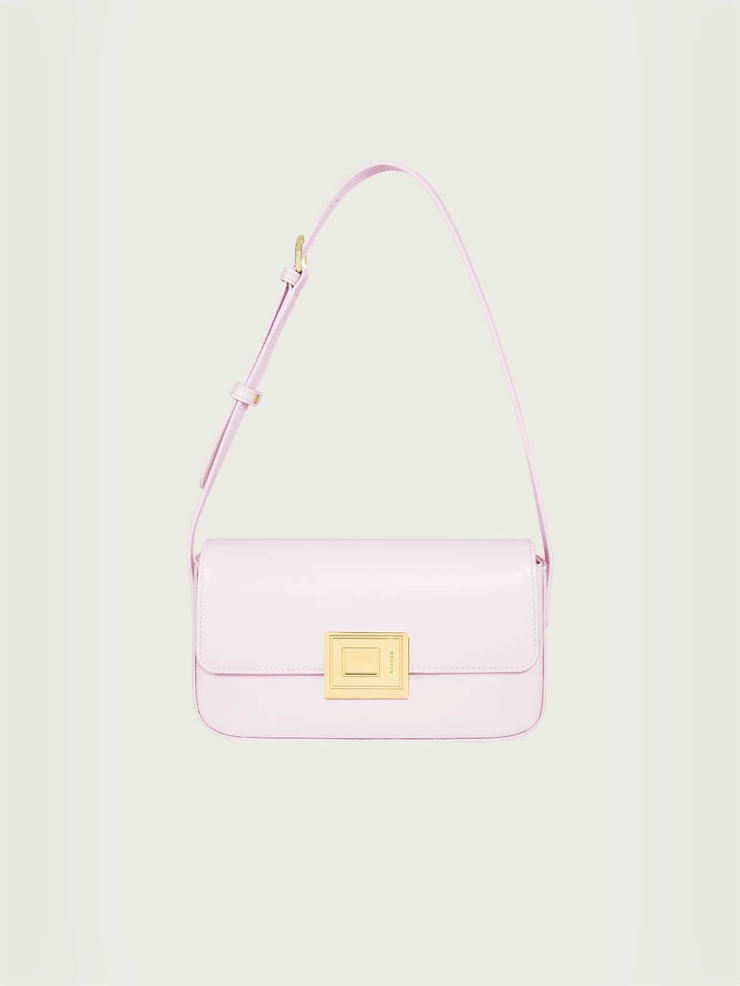 PaleDogwood Pink Small Book Lock Baguette Bag