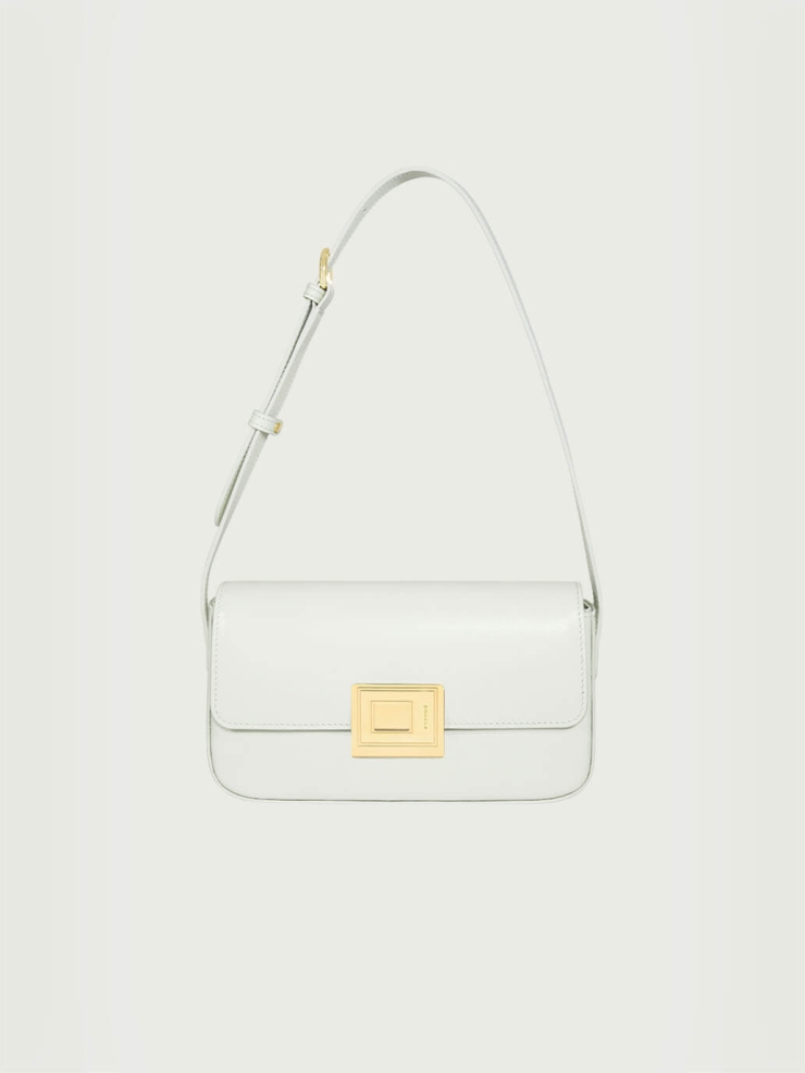 Bluish White Small Book Lock Baguette Bag