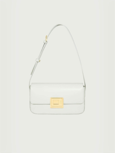 Bluish White Small Book Lock Baguette Bag