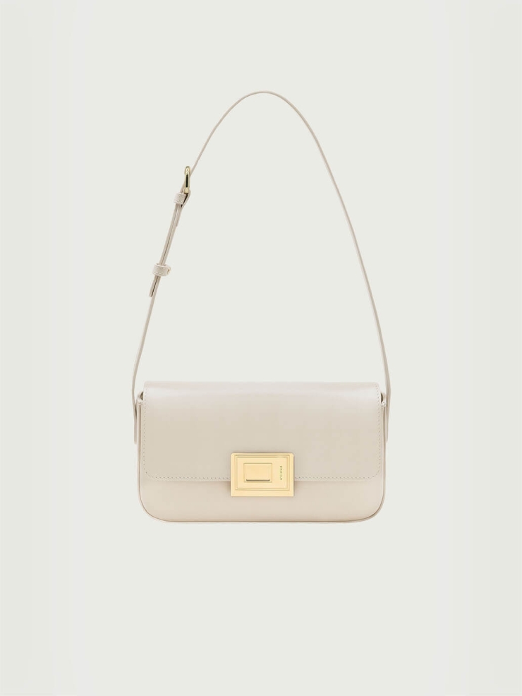 Apricot Small Book Lock Baguette Bag