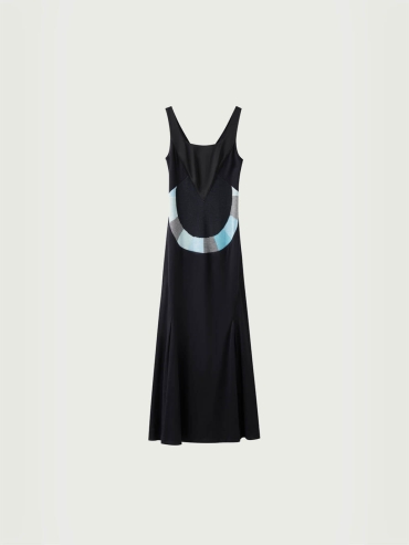 Black long dress mixed with knit fabric